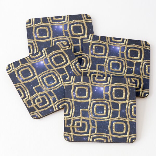 Item preview, Luxury Gold Geometric Galaxy – Royal Blue & Gold Cosmic Pattern designed and sold by GuffyGlowVault.