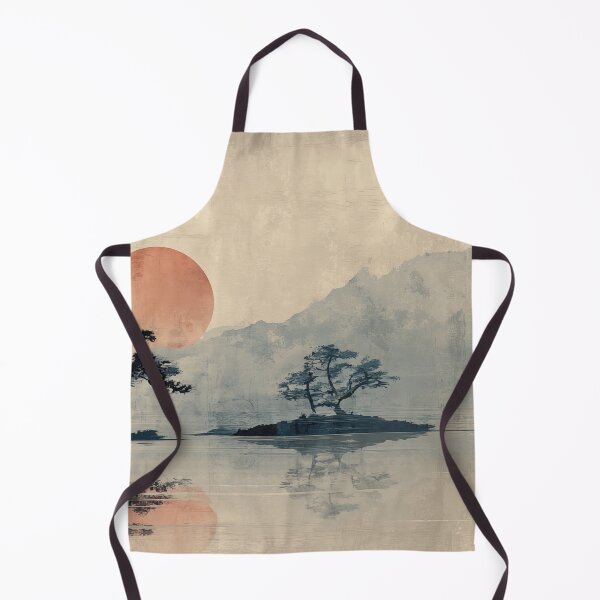 Item preview, Wabi sabi and japandi style inspired faded rustic nature with red sun designed and sold by filigreedigital.