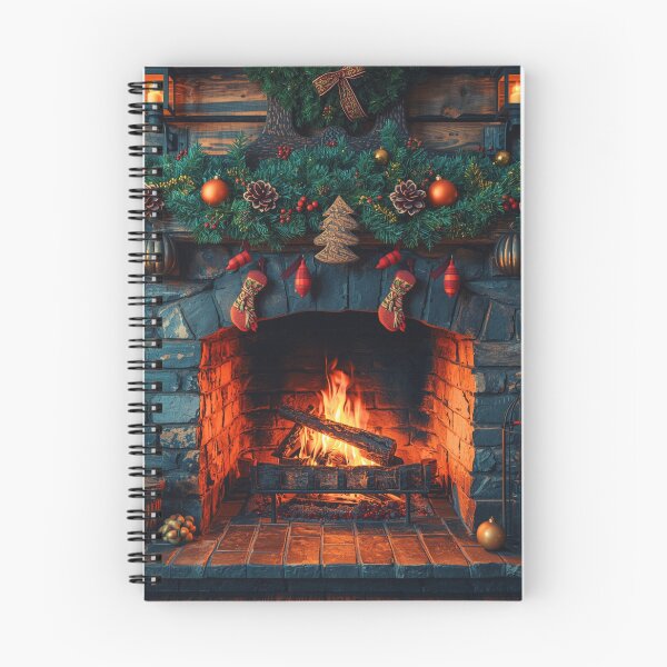 Item preview, Cozy Christmas Fireplace Scene – Vintage Holiday Art designed and sold by Sugar & Steam Studio.