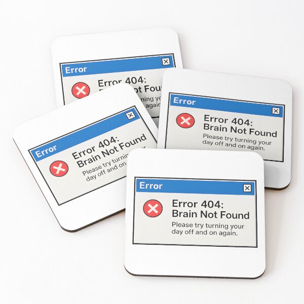 Item preview, Error 404 Brain Not Found – Retro Windows Popup Tech Humor T-Shirt designed and sold by darkan1.