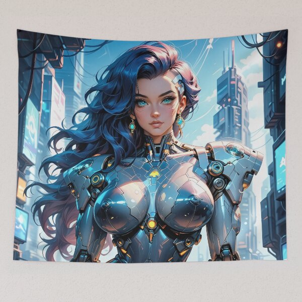 Item preview, Cyberpunk Mecha Girl Ready For Battle Poster designed and sold by BorgSpareParts.