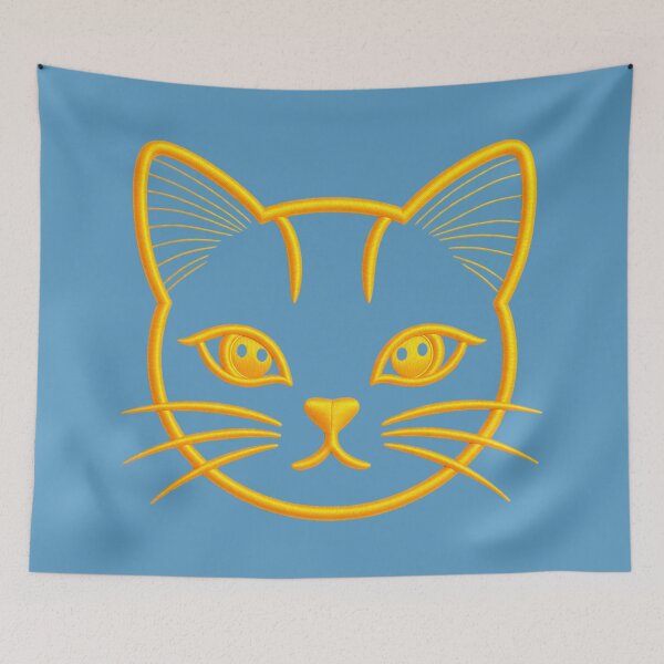 Item preview, Golden Thread Cat Face – Luxury Metallic Gold Cat Portrait designed and sold by GuffyGlowVault.