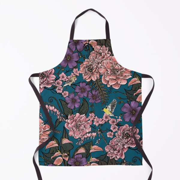 Item preview, Gothic Maximalist Goldfinch Floral Blush Violet on Peacock Blue designed and sold by Brittany Lane Allen.