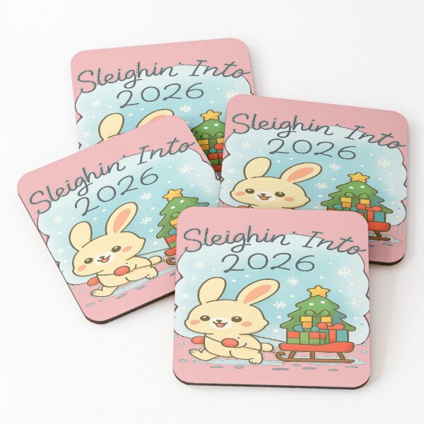 Item preview, Cute Bunny Sleighing Into 2026 – Kawaii Christmas Gifts designed and sold by Soft Strength Studio.