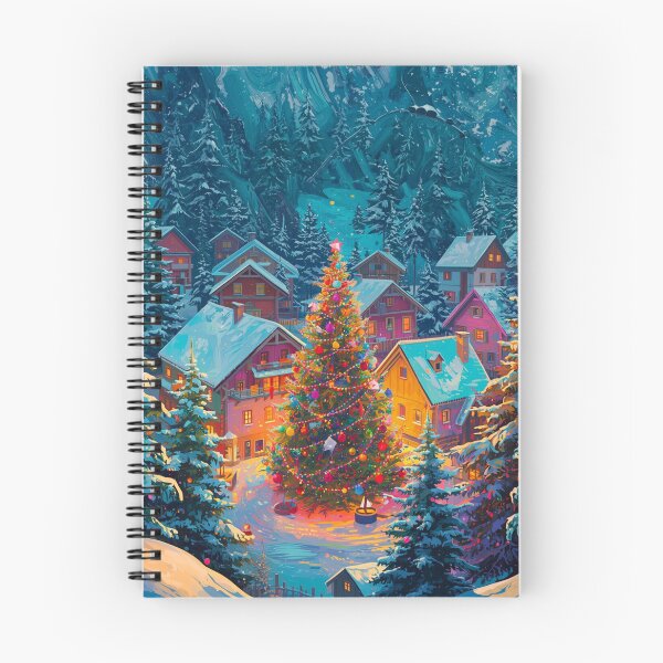 Item preview, Colorful Snowy Christmas Village Scene designed and sold by Sugar & Steam Studio.