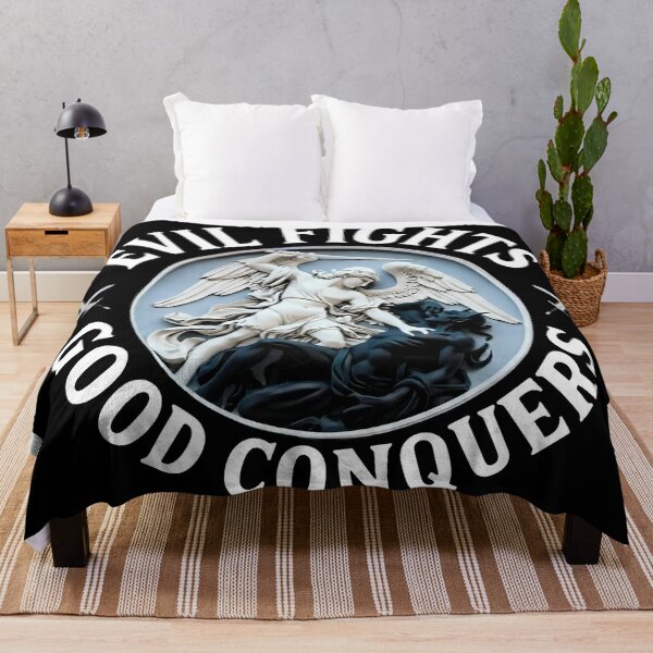 Item preview, Good Conquers Evil | Black Devil White Angel Spiritual Art designed and sold by PatriotPrint.