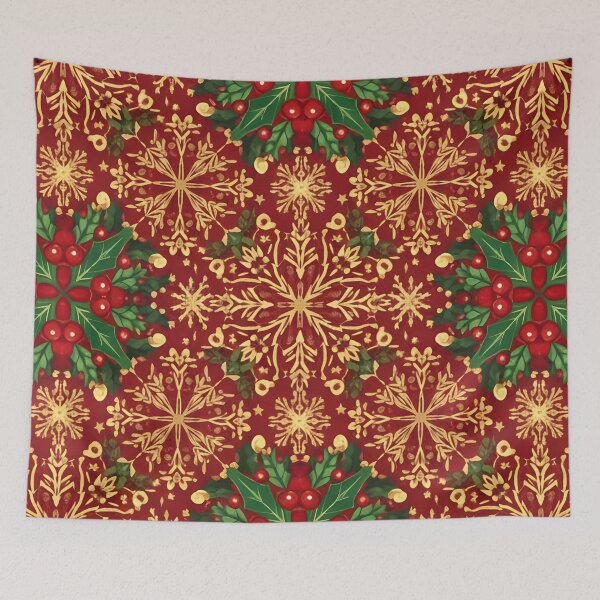 Item preview, Elegant Christmas Holly Golden Pattern designed and sold by Good Vibes .