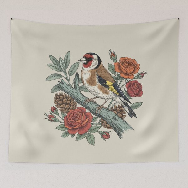 Item preview, Botanical European Goldfinch 2 designed and sold by BirdsnStuff.