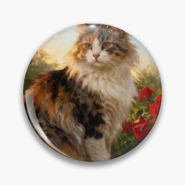 Item preview, Calico Cat in the Roses II designed and sold by Silver Calico Studio.