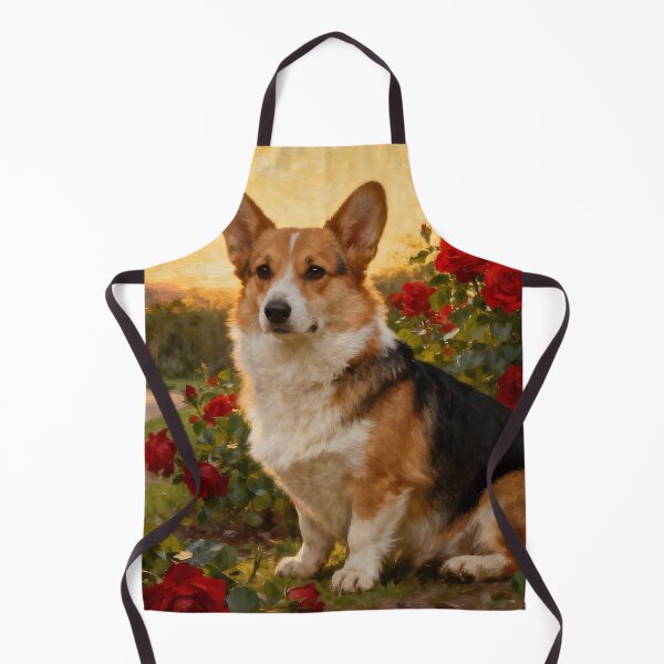Item preview, Corgi in the Roses II designed and sold by Silver Calico Studio.