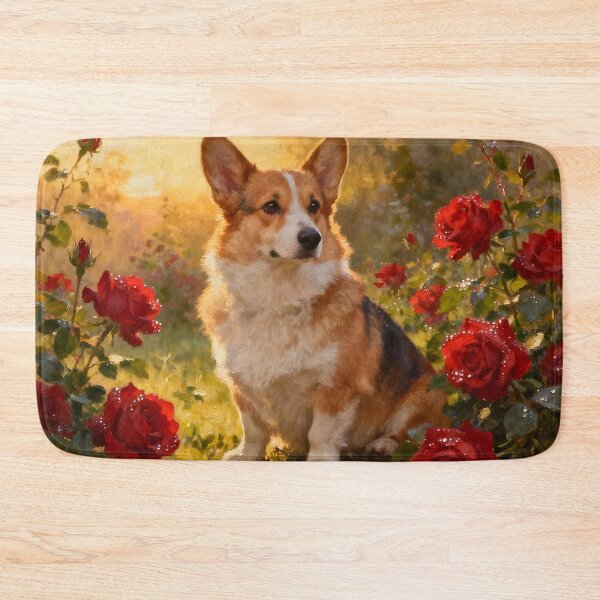 Item preview, Corgi in the Roses III designed and sold by Silver Calico Studio.
