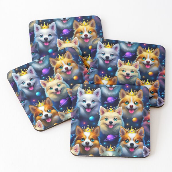 Item preview, Cosmic Royal Dog – Chibi Space Puppy with Gold Crown & Planets designed and sold by GuffyGlowVault.