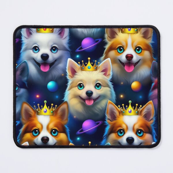 Item preview, Cosmic Royal Dog – Chibi Space Puppy with Gold Crown & Planets designed and sold by GuffyGlowVault.