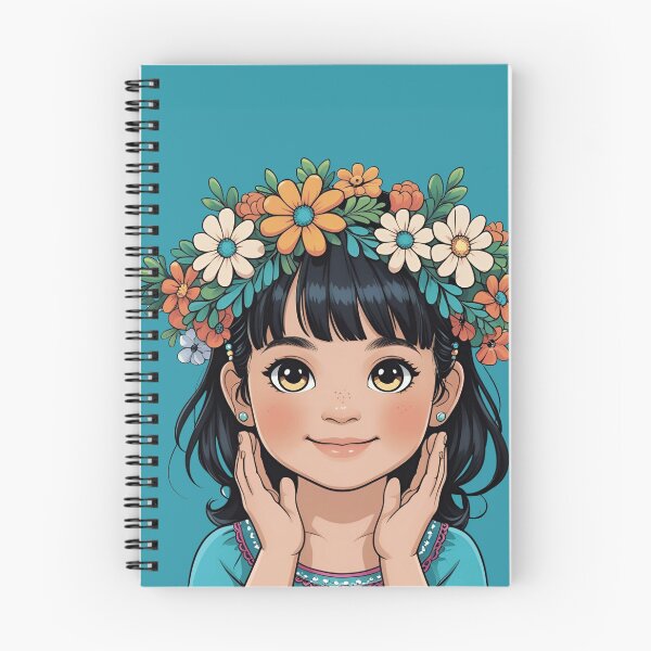 Item preview, Adorable girl with Frida-style flowers designed and sold by AratingaCreativ.