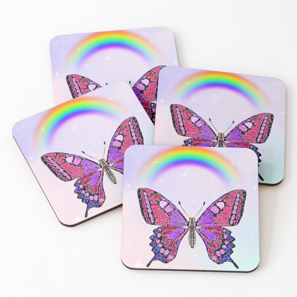 Item preview, Fairy Pink & Purple Butterfly with Rainbow Background – Magical Sparkle Design designed and sold by LiudmylaMaika.