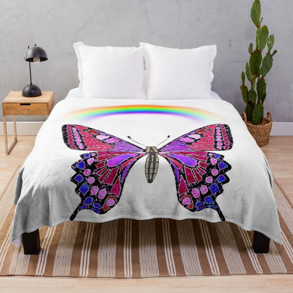 Item preview, Fairy Pink & Purple Butterfly with Rainbow Background – Magical Sparkle Design designed and sold by LiudmylaMaika.