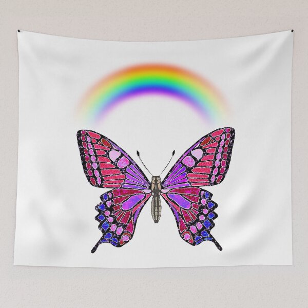 Item preview, Fairy Pink & Purple Butterfly with Rainbow Background – Magical Sparkle Design designed and sold by LiudmylaMaika.