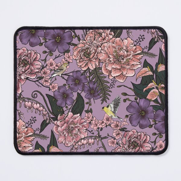 Item preview, Maximalist Goldfinch Floral Blush and Violet designed and sold by Brittany Lane Allen.