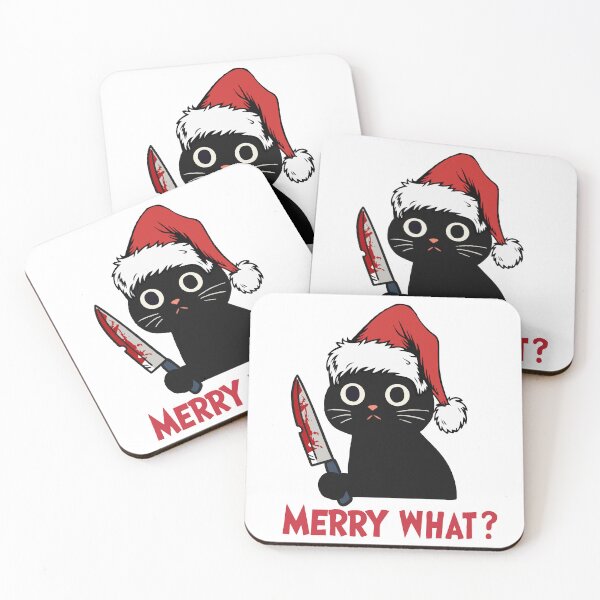 Item preview, Christmas Black Cat Bloody Knife Merry What? designed and sold by Gkinoki.
