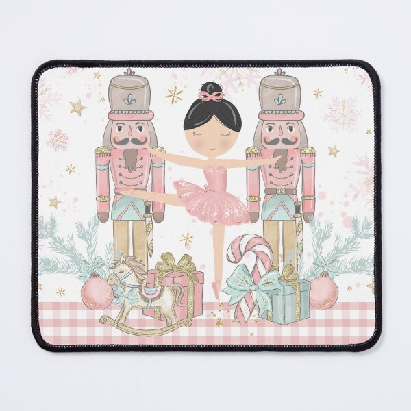 Item preview, Whimsical The Nutcracker Ballet Pink Christmas Black Hair Ballerina designed and sold by TheHappyCatStudio.