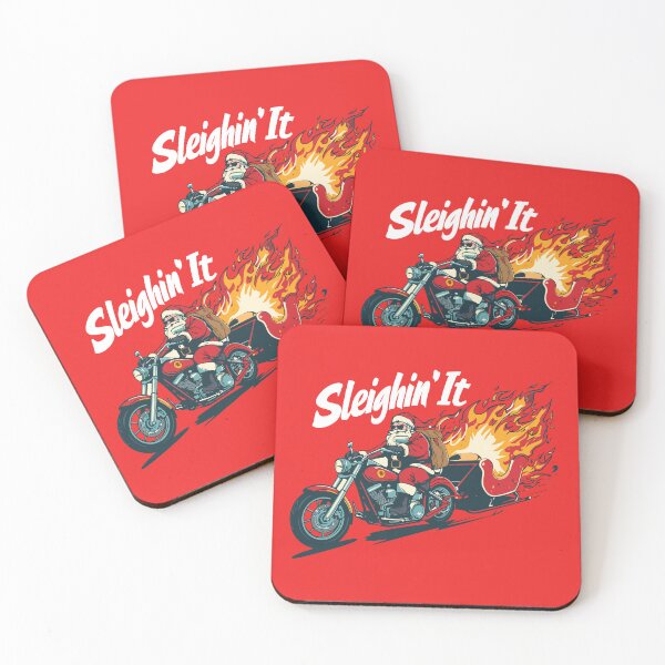 Item preview, Sleighin' It Motorcycle Christmas Santa designed and sold by GhoulishGraphX.