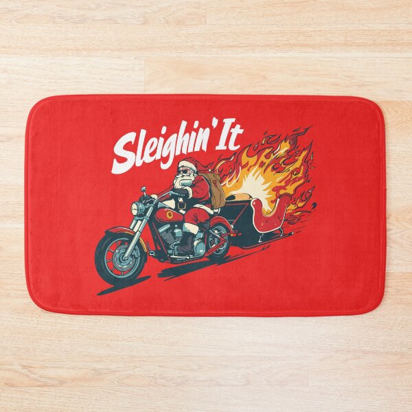 Item preview, Sleighin' It Motorcycle Christmas Santa designed and sold by GhoulishGraphX.