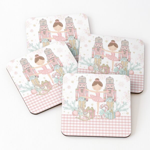 Item preview, Whimsical The Nutcracker Ballet Pink Christmas Brunette Ballerina designed and sold by TheHappyCatStudio.