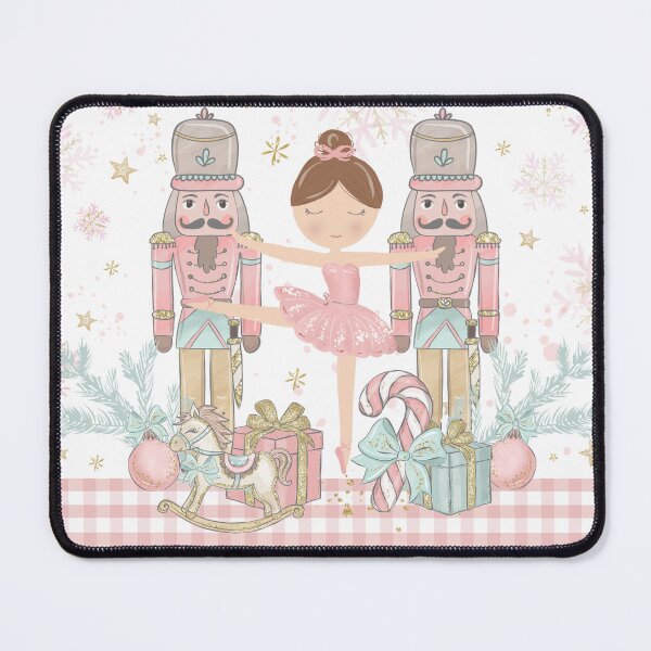 Item preview, Whimsical The Nutcracker Ballet Pink Christmas Brunette Ballerina designed and sold by TheHappyCatStudio.