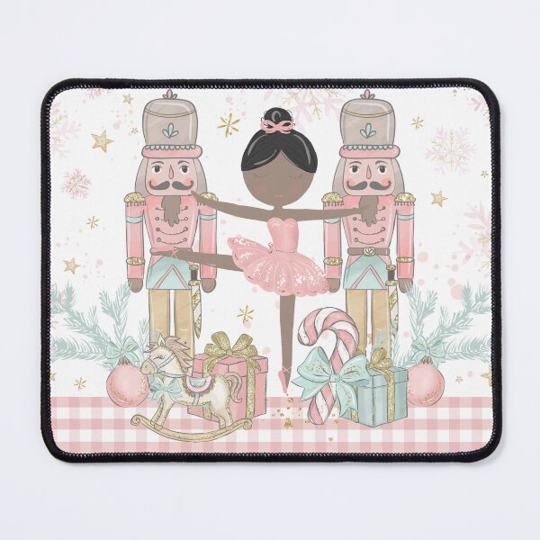 Item preview, Whimsical The Nutcracker Ballet Pink Christmas Brown Ballerina designed and sold by TheHappyCatStudio.