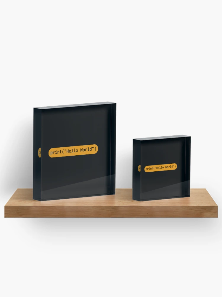 Thumbnail 3 of 5, Acrylic Block, Hello World Python Code designed and sold by FridPix.