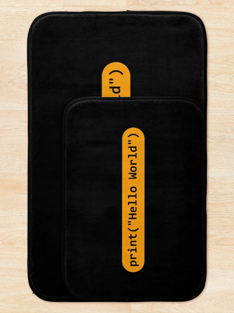 Thumbnail 5 of 6, Bath Mat, Hello World Python Code designed and sold by FridPix.