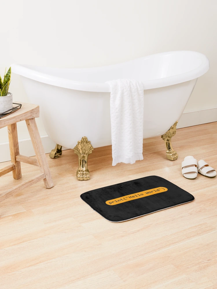 Thumbnail 2 of 6, Bath Mat, Hello World Python Code designed and sold by FridPix.