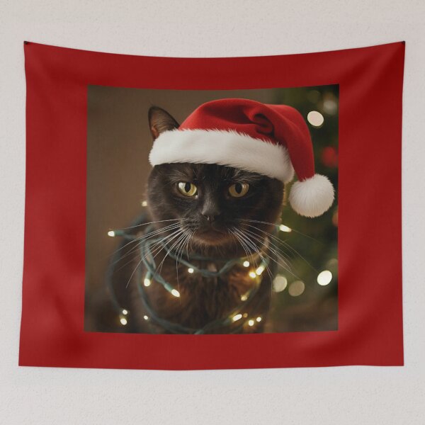 Item preview, Black Cat Tangled in Christmas Lights Design designed and sold by Naturich.