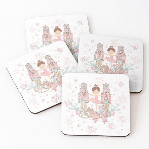 Item preview, Whimsical The Nutcracker Ballet Pink Christmas Brunette Ballerina designed and sold by TheHappyCatStudio.
