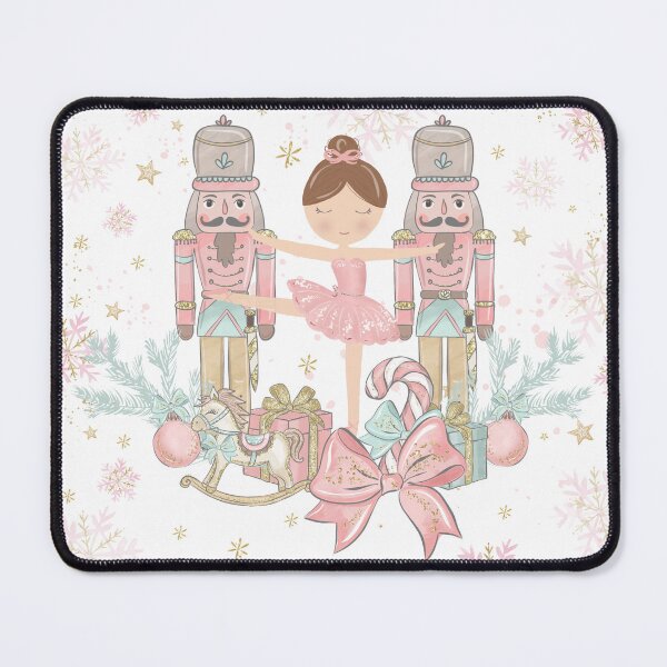 Item preview, Whimsical The Nutcracker Ballet Pink Christmas Brunette Ballerina designed and sold by TheHappyCatStudio.
