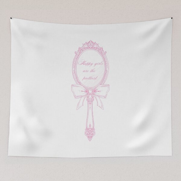 Item preview, Light Pink Coquette Victorian Hand Mirror with Bow – “The Happiest Girls Are the Prettiest” Quote | Soft Girl Era Aesthetic designed and sold by DivinePassion.