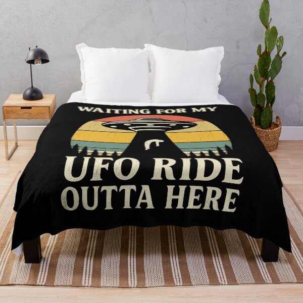 Item preview, Waiting for My UFO Ride Outta Here | Retro Alien Abduction Humor designed and sold by zakugan.
