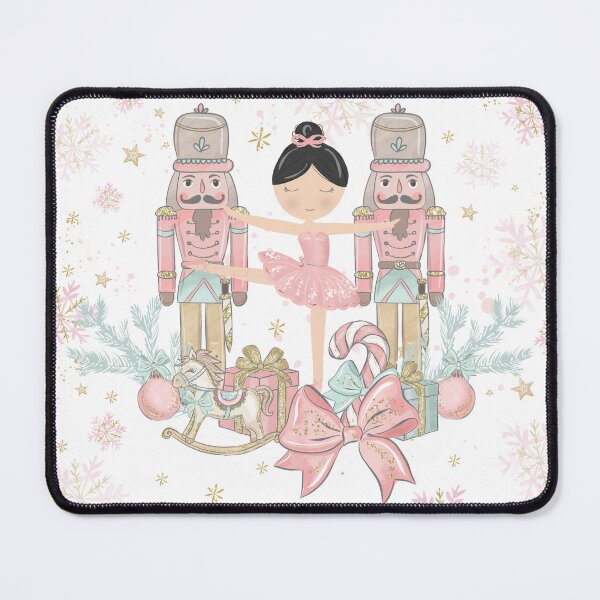 Item preview, Whimsical The Nutcracker Ballet Pink Christmas Black Haired Ballerina designed and sold by TheHappyCatStudio.