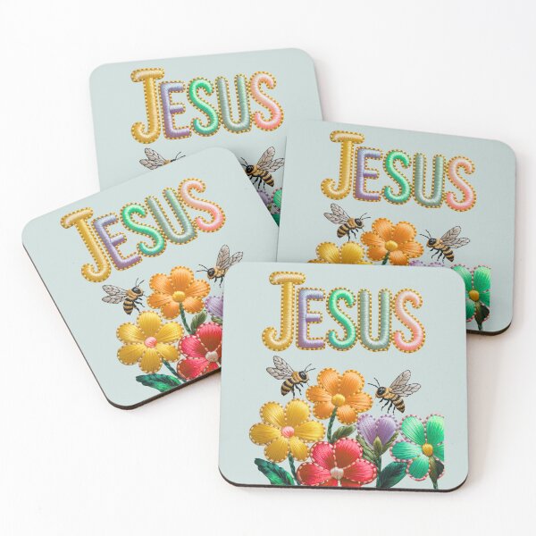 Item preview, Jesus Embroidery Art Pastel Flowers And Bees designed and sold by bAIryBarn.