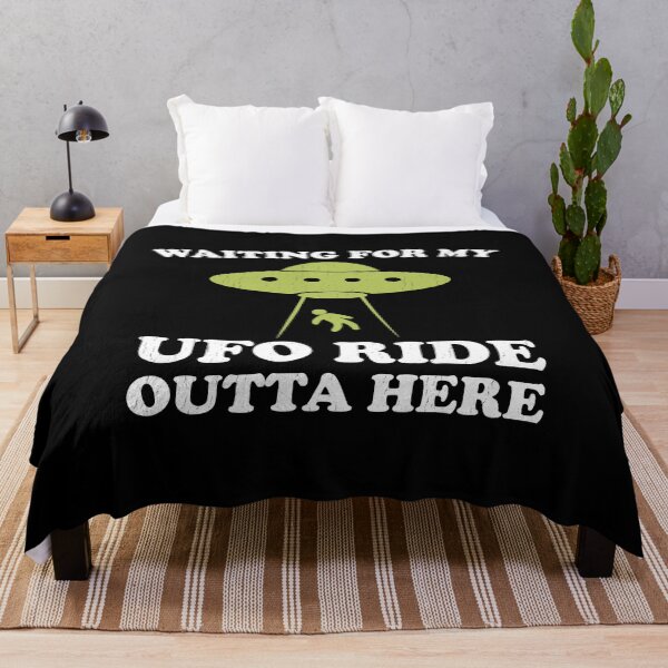 Item preview, Waiting for My UFO Ride | Funny Alien Abduction Minimalist Design designed and sold by zakugan.