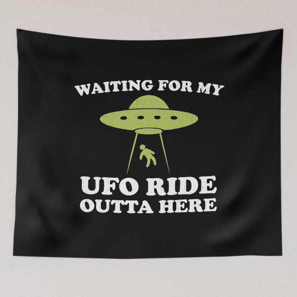 Item preview, Waiting for My UFO Ride | Funny Alien Abduction Minimalist Design designed and sold by zakugan.