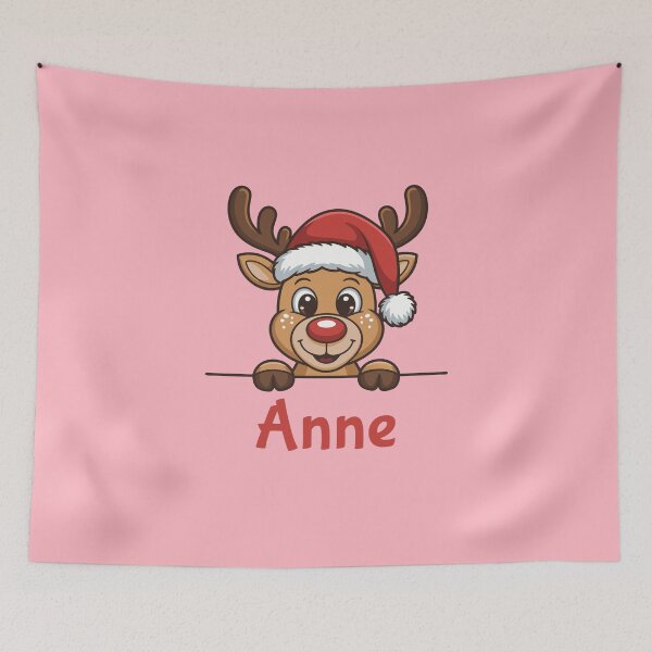 Item preview, Anne Cute Christmas Reindeer Graphic with Santa Hat | Personalized Holiday Gift Idea designed and sold by 89BLACK.