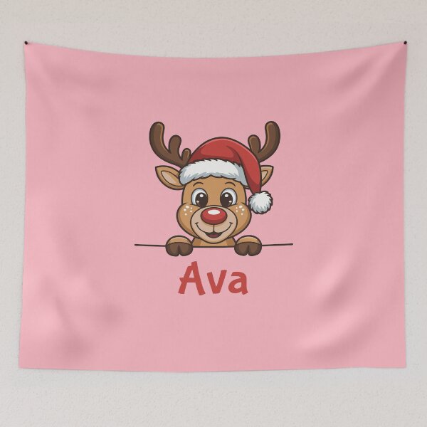 Item preview, Ava Cute Christmas Reindeer Graphic with Santa Hat | Personalized Holiday Gift Idea designed and sold by 89BLACK.