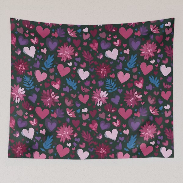 Item preview, Cute Heart and Flower Pattern – Valentine Seamless Design designed and sold by Lewis-mart.