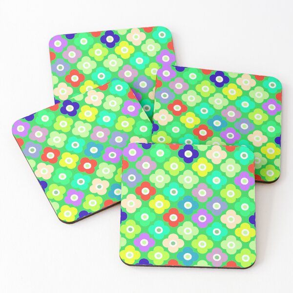 Item preview, Multicolored rustic floral pattern on green  designed and sold by fuzzyfox.
