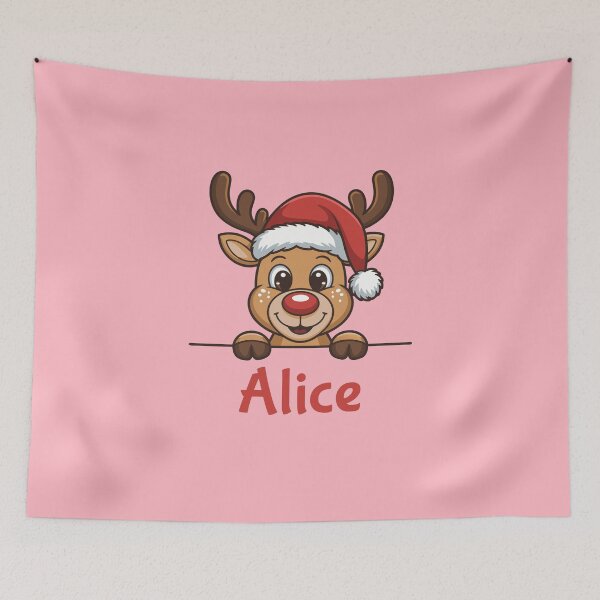 Artikelvorschau, Niedliche Weihnachts-Rentier-Grafik mit Alice und Weihnachtsmannmütze | Personalisierte Geschenkidee für Weihnachten entworfen und verkauft von 89BLACK.