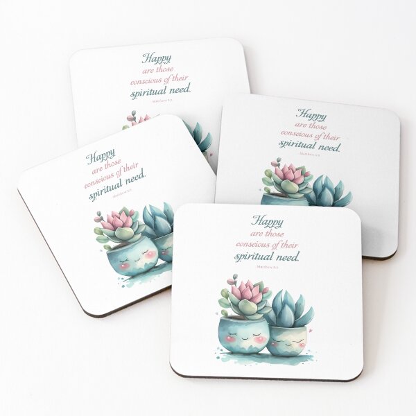 Item preview, JW 2026 Year Text  Cute Succulents Art – “Happy Are Those” Matthew 5:3 • Watercolor Scripture Print designed and sold by Kishaprints.