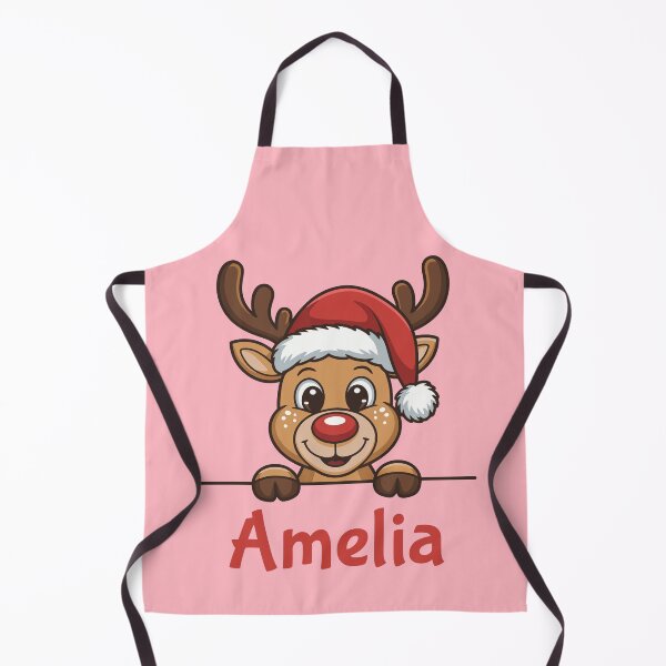 Item preview, Amelia Cute Christmas Reindeer Graphic with Santa Hat | Personalized Holiday Gift Idea designed and sold by 89BLACK.