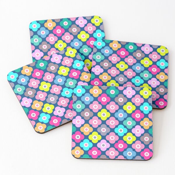 Item preview, Multicolored rustic flower pattern on blue designed and sold by fuzzyfox.