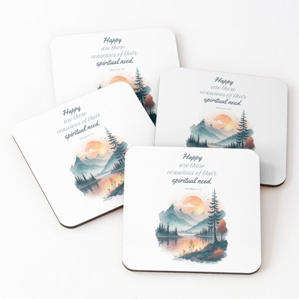 Item preview, JW 2026 Year Text Mountain Sunset Art – “Happy Are Those” Matthew 5:3 • Watercolor Scripture Print designed and sold by Kishaprints.